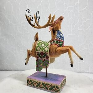 Jim Shore Heartwood Creek Reindeer Dash Away Figurine 10" Green Blanket w/ Box
